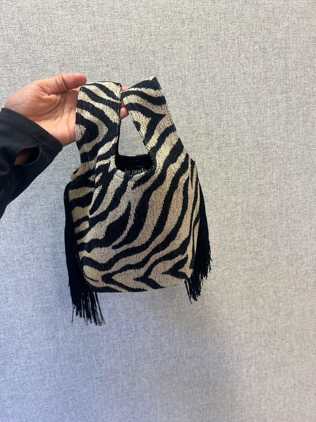 Le Sac Mini - Zebra with Black Chainette Fringe