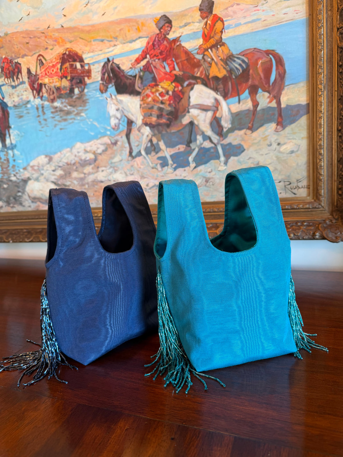 Le Sac Mini - Navy Moire Silk