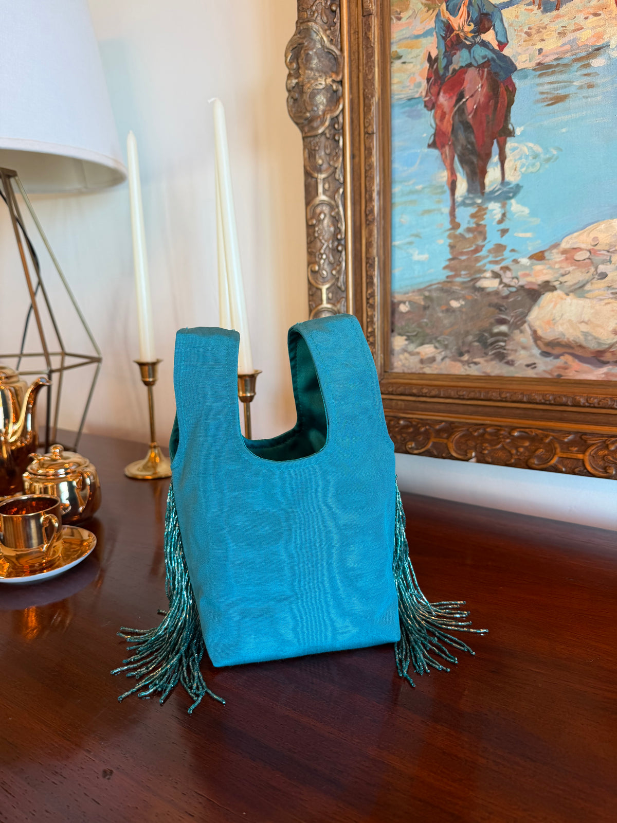 Le Sac Mini - Teal Moire Silk