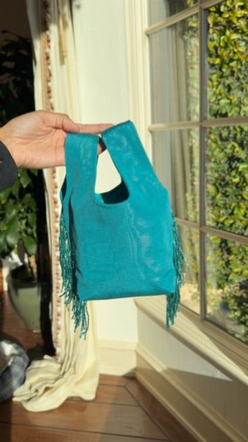 Le Sac Mini - Teal Moire Silk