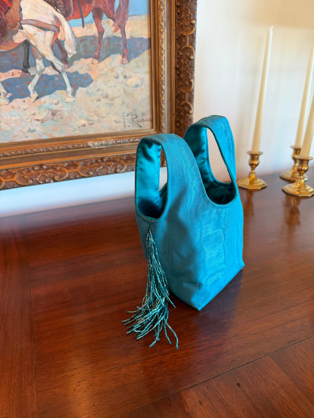 Le Sac Mini - Teal Moire Silk