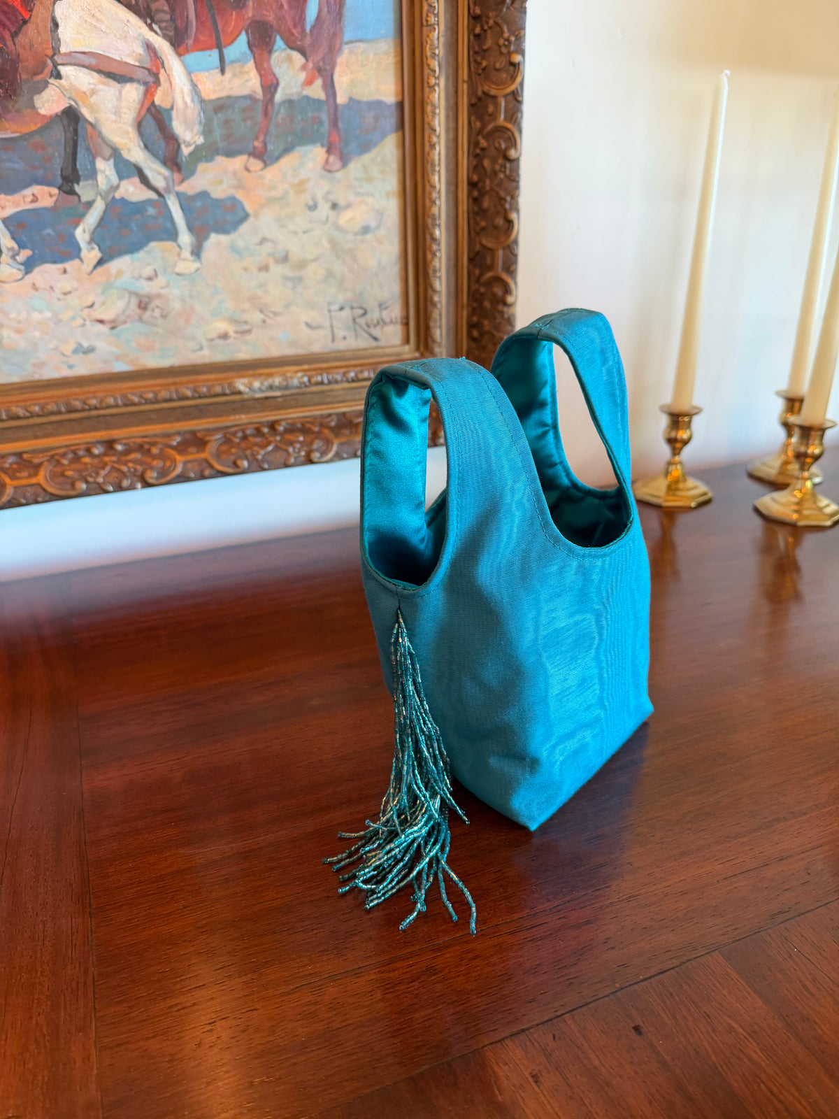 Le Sac Mini - Teal Moire Silk