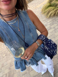 Le Sac Mini - Navy/Light Blue Two-Tone Bandana