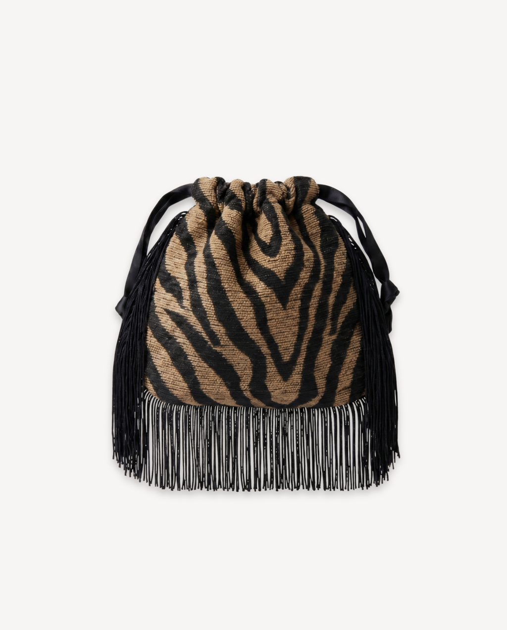 Le Pouch Mini - Classic Tigre with Black Chaînette Fringe