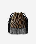 Le Pouch Mini - Classic Tigre with Black Chaînette Fringe