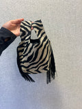 Le Sac Mini - Zebra with Black Chainette Fringe