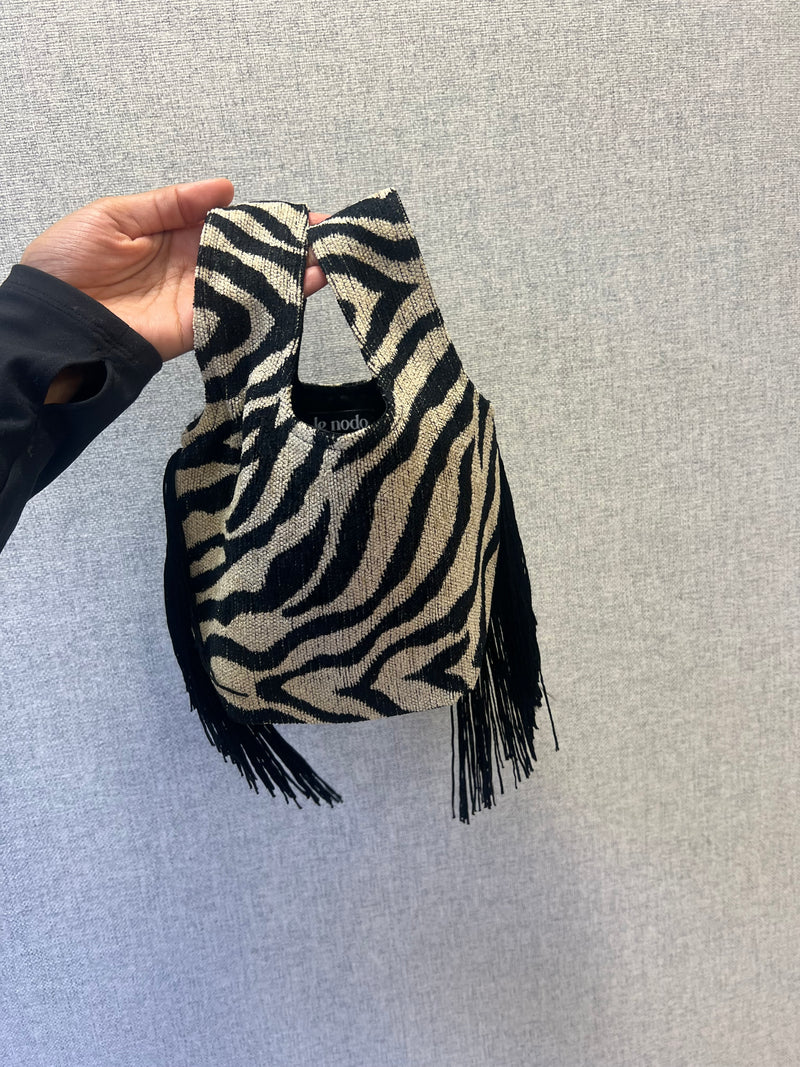 Le Sac Mini - Zebra with Black Chainette Fringe