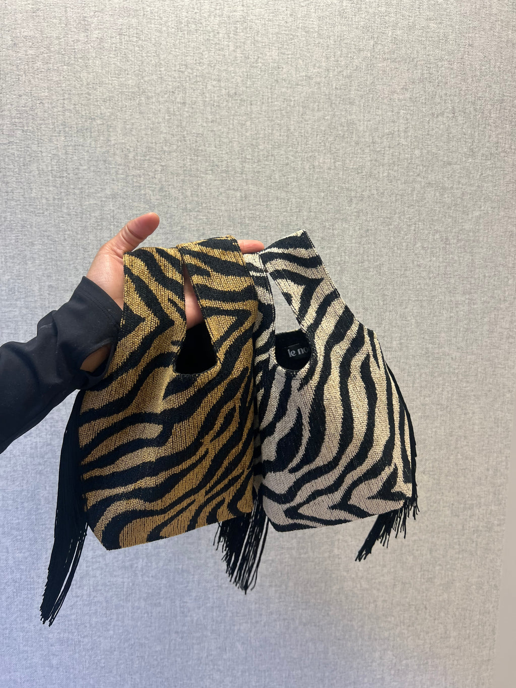 Le Sac Mini - Zebra with Black Chainette Fringe