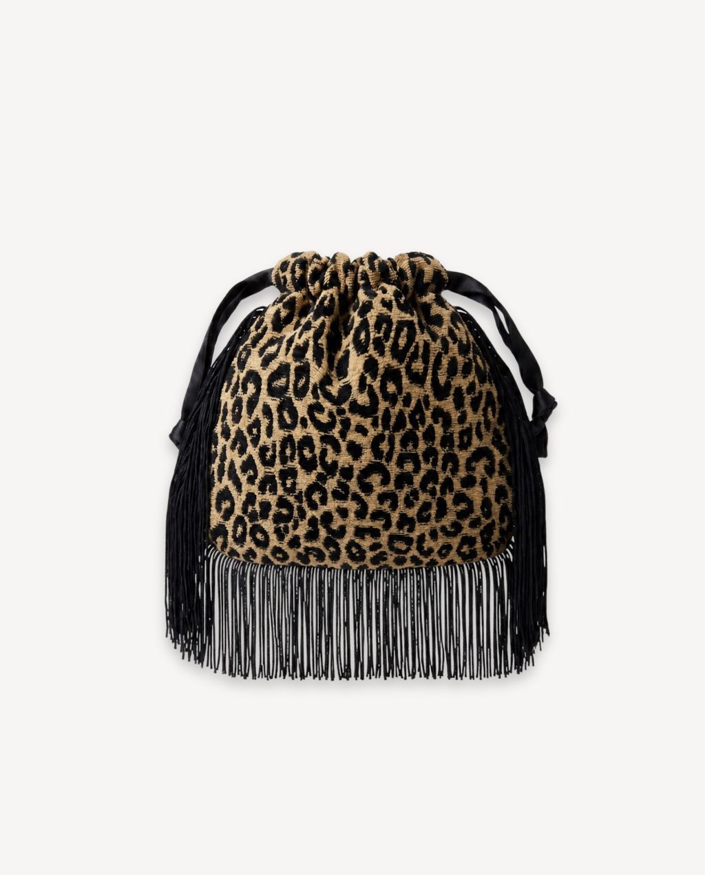 Le Pouch Mini - Classic Cheetah with Black Chaînette Fringe