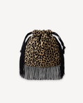 Le Pouch Mini - Classic Cheetah with Black Chaînette Fringe