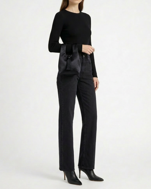 LATE APRIL - Le Sac Mini Nodo Tassel - Black Satin