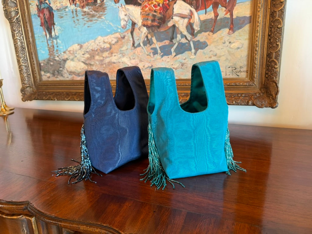 Le Sac Mini - Teal Moire Silk